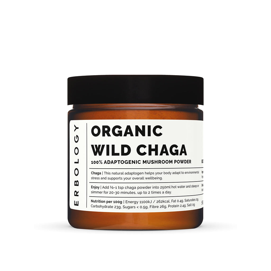 100% Organic Chaga Mushroom Powder 50 Servings - 7% Beta-glucans - Immunity Support - Inonotus Obliquus - Small Batch - Sustainably Wild Harvested in Finland - Vegan - Non-GMO - No Added Fillers - BeesActive Australia