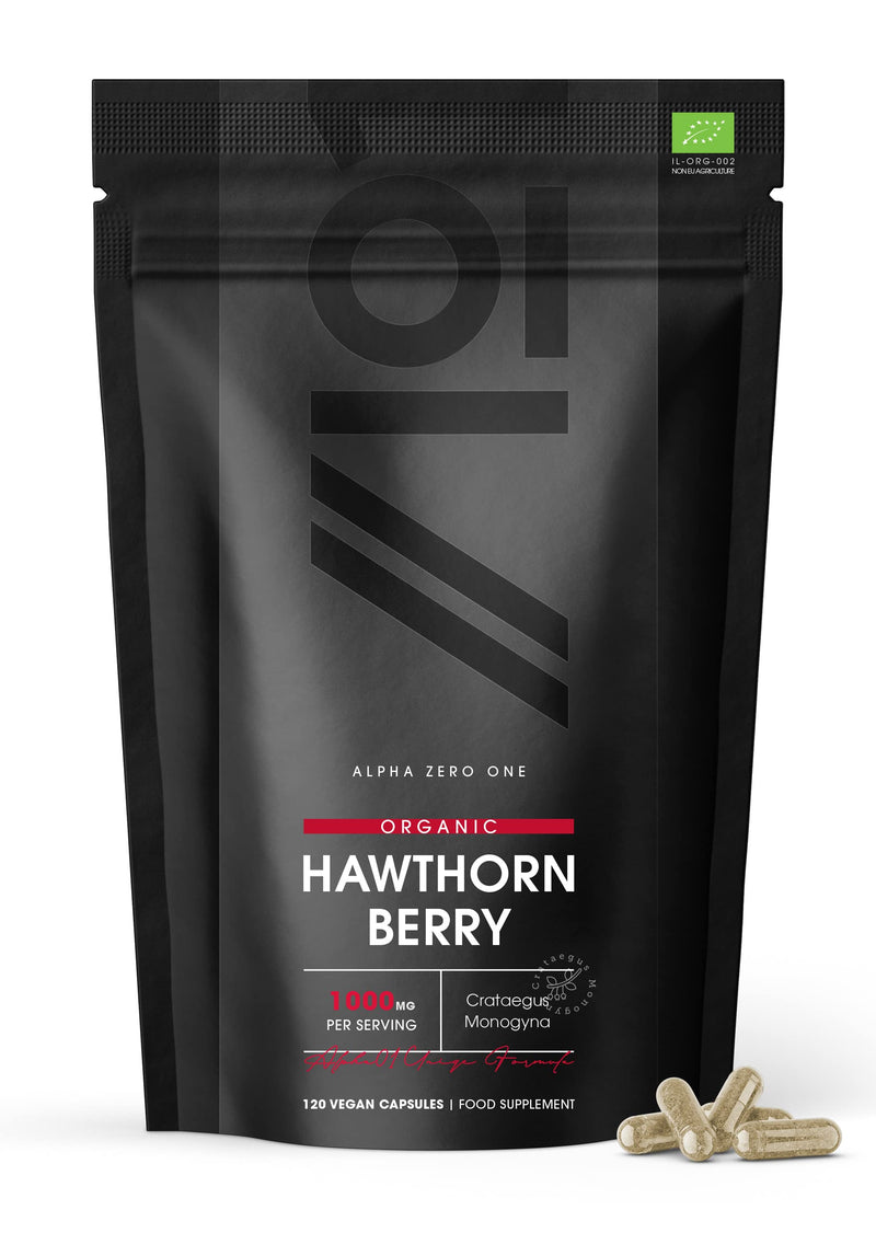 Organic Hawthorn Berry 1000mg - Pure & Potent Powder � Certified Organic, Non GMO, Gluten Free, Halal � 120 Vegan Capsules - BeesActive Australia