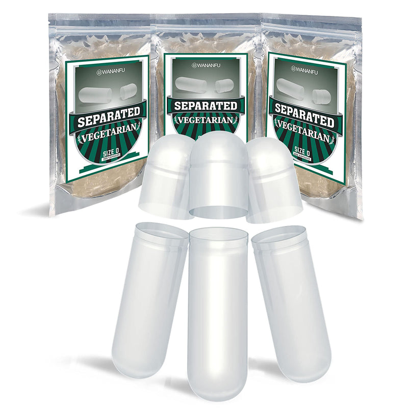 WANANFU Separated Empty Capsules Size 0 Vegetarian (200 Count), Compatible with Capsule Filling Machine 0 200 Count (Pack of 1) - BeesActive Australia