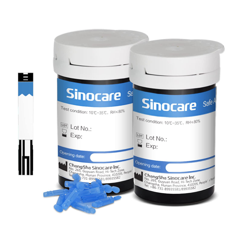 Sinocare Blood Glucose Test Strips (Safe AQ Angel), 50pcs Blood Glucose Test Strips for Safe AQ Angel Blood Sugar Monitor, 50pcs No Coding Test Strips & 50 Lans. (Safe AQ Angel Strips- 50) Safe Aq Angel Strips- 50 - BeesActive Australia
