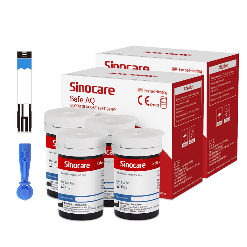 Sinocare 100pcs Blood Glucose Test Strips & 100pcs Lans. for Safe AQ Smart and Safe AQ Voice (Safe AQ Strips- 100) - BeesActive Australia