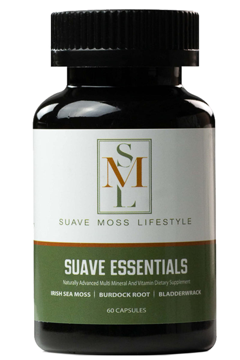 Suave Moss Lifestyle | Natural Sea Moss, Turmeric, Bladderwrack & Burdock Root Capsules | 60 Capsules | Gluten Free, Vegan, Non GMO Sea Moss Capsules - BeesActive Australia
