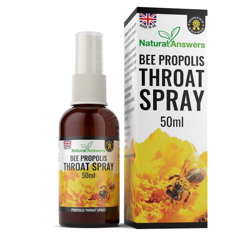Propolis Throat Spray 50ML, Immune Support & Sore Throat Relief, Natural Answers Bee Propolis Spray with Honey (1 Pack) 50 ml (Pack of 1) - BeesActive Australia
