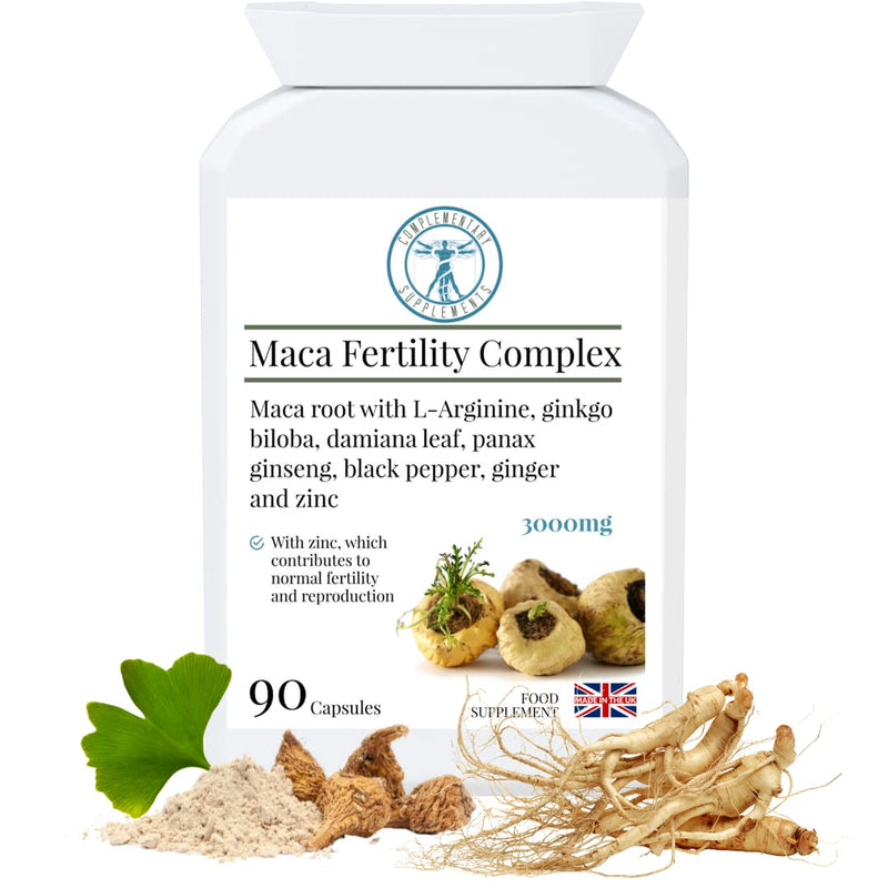 Complementary Supplements - 3000mg High Strength Maca Fertility Complex for Men - Hormonal & Testosterone Balance - 3 Months Supply - 90 Capsules - BeesActive Australia