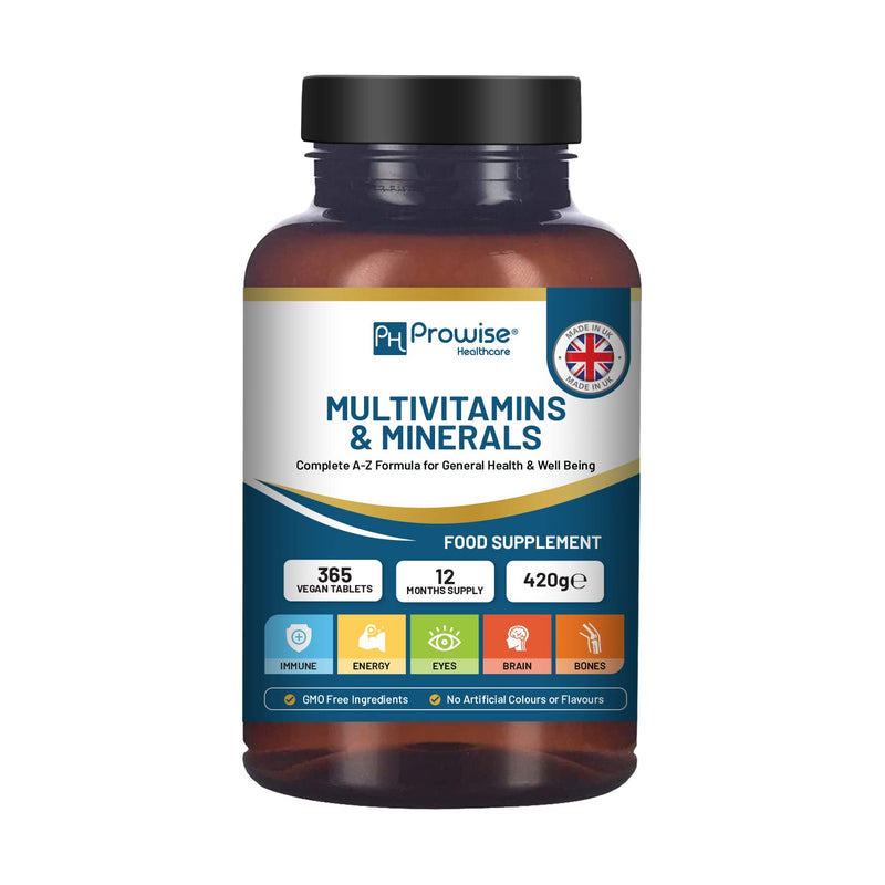 A-Z Multivitamins And Minerals I 365 Vegan A-Z Vitamins Tablets (1 Yr Supply) I 26 Essential Active Vitamins, Minerals & Micronutrients for Men & Women I Made in The UK by Prowise Healthcare - BeesActive Australia