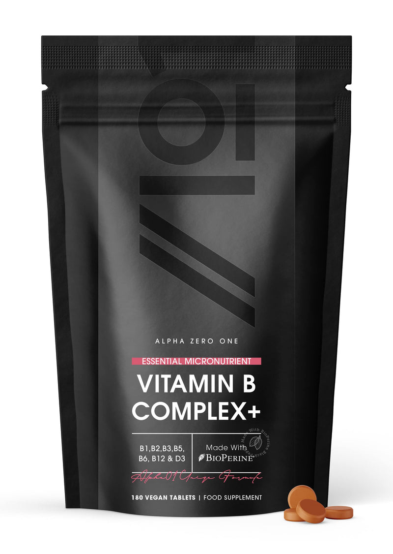 Vitamin B Complex & D3 with BioPerine� - B1,B2,B3,B5,B6,B12 & D3 - No Additives - Non-GMO, Gluten Free - 180 Vegan Tablets 1 count (Pack of 180) - BeesActive Australia