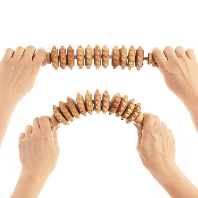 Tuuli Accessories Wooden Anti Cellulite Massage Flexi Massager Roller with Handle Maderotherapy Wood 40 cm - BeesActive Australia