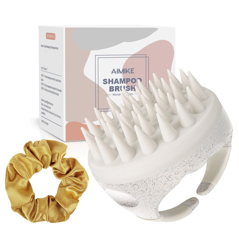 AIMIKE Scalp Massager Shampoo Brush,Scalp Brush for Washing Hair & Scalp Massager for Hair Growth,Scalp Scrubber/Exfoliator with Silicone Bristles for Dandruff Removal,Head Massager for Wet & Dry Milk White - BeesActive Australia