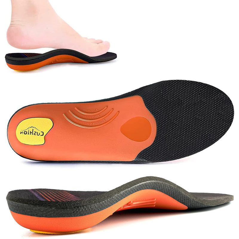 Full Length Arch Support Shock Absorption Orthotic Insole,Insert for Flat Feet,Plantar Fasciitis,Relieve Foot Soreness Unisex,Suitable Athletic,Work Shoes(Size:UK-5,Length:9.44",Black) UK-5-24CM--9.44" Black - BeesActive Australia