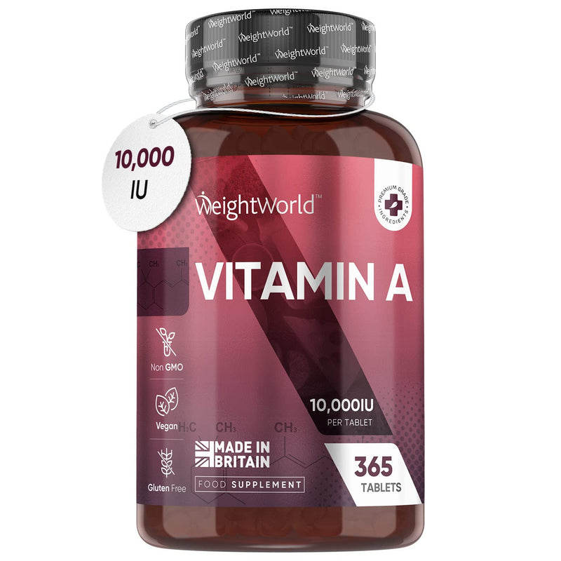 Vitamin A Supplements 10,000IU - 1 Year Supply (365 Vegan Tablets Not Vitamin A Capsules) - 3000?g VIT A Retinol Supplement in Bioavailable Retinyl Acetate Form for Eye & Skin - Made in The UK - BeesActive Australia