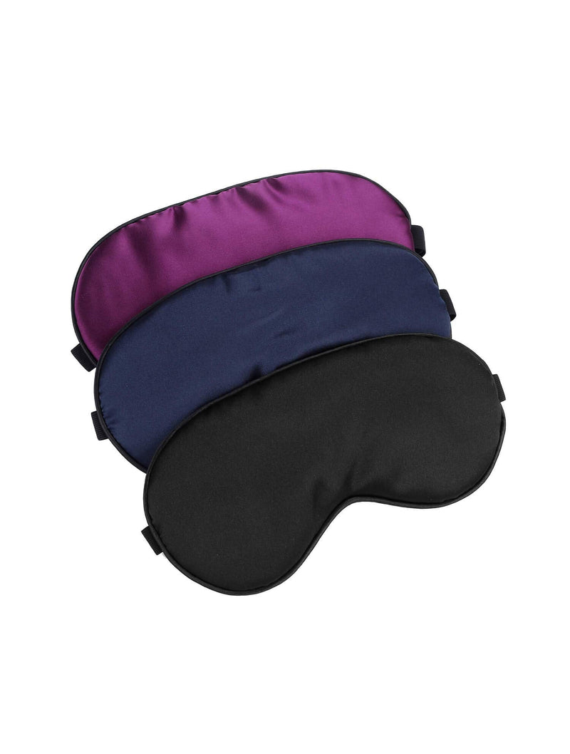 Hochoek Silk-Sleep-Mask Eye-Mask Eye-Cover Eyeshade - 100% Silk Soft Adjustable Strip Eye Cover(Black+Dark Blue+Purple) - BeesActive Australia