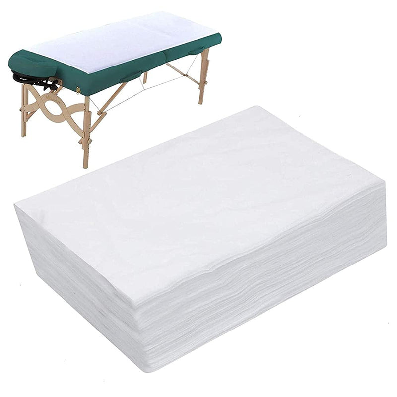 20 Pieces Disposable Non-Woven Bed Sheets Waterproof and Oil Proof Massage Table Sheets Thick Bed Cover Fabric Bed Pads for Spa Club Beauty Salon Hotels Tattoo Lash Bed, 80cm x 172cm (White) White - BeesActive Australia