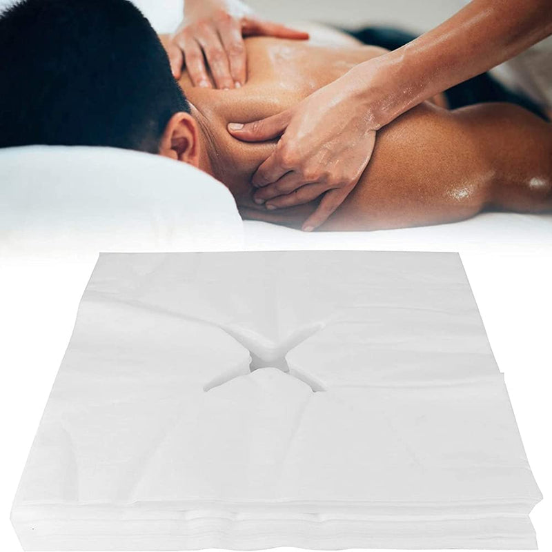 200Pcs Disposable Non-Woven Massage Table Face Cradle Hole Covers, Soft Skin-Friendly Fabric Face X-Shaped Hole Mat Headrest Cover Pillow Towel Protector for SPA Beauty Salon Tattoo/40cm*40cm - BeesActive Australia