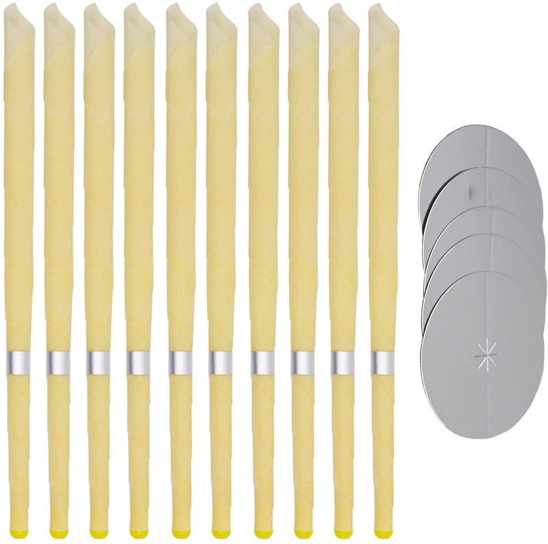 Ear Candles Hopi 10 pcs - Natural Ear Candles Beeswax Candling Cones with 5 Protective Disks (Yellow) Yellow - BeesActive Australia