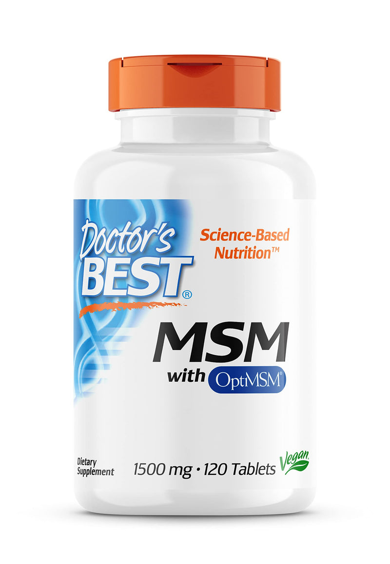 Doctor's Best, MSM, with OptiMSM, 1500 mg, 120 Vegan Tablets, Highly Dosed, Laboratory Tested, SOYA-Free, Gluten-Free, Non-GMO, Natural Sulphur - BeesActive Australia