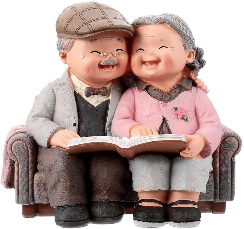 HOWADE Loving Elderly Couple Figurines,Love Lasts Resin Couple Figurine,Grandparents Couples Elderly Life Decorative Statue Ornaments for Wedding Anniversary Home Birthday (Reading Style) Reading Style - BeesActive Australia