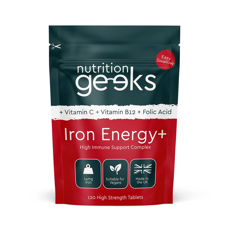 Iron Tablets High Strength Tablets with Vitamin C, B12 & Folic Acid - 120 Vegan Supplements for Women and Men - 14mg Iron Vitamin for Enhanced Energy Support & Increased Absorption | UK - BeesActive Australia