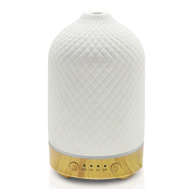 Essential Oil Diffuser Aromatherapy Air Cool Mist Diffuser 100ml Ceramic Aroma Scent Diffusers Humidifier with Auto Shut Off Ultrasonic Quiet/4 Timing Set/7 LED Lights for Home Office Sleep Lattice Wood - BeesActive Australia