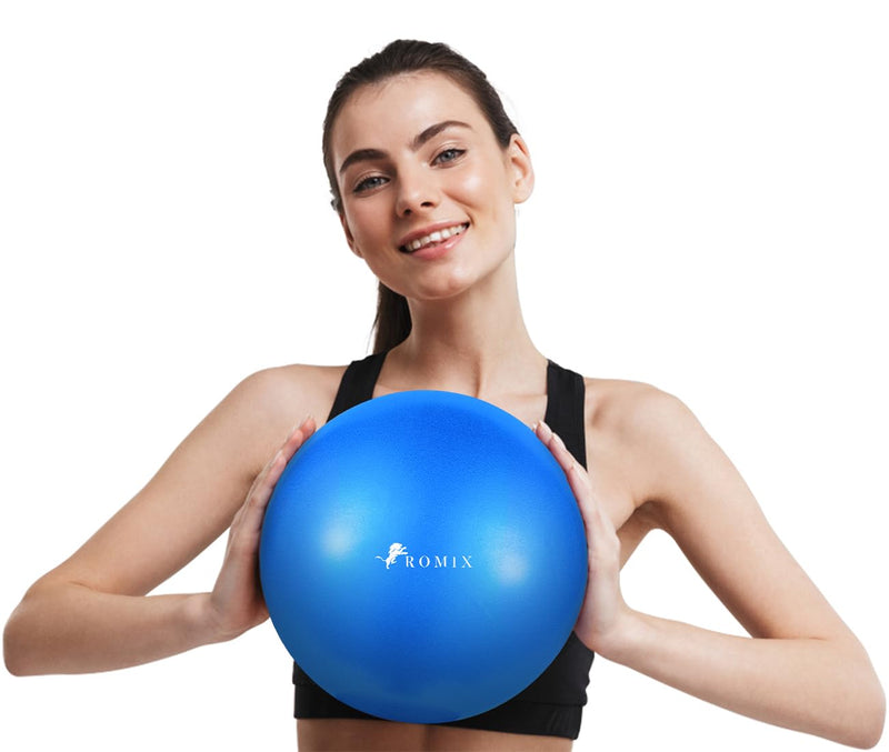 ROMIX 9 Inch Pilates Ball, 23cm Soft Anti-burst Mini Exercise Ball, Anti-slip Inflatable Small Fitness Ball for Adults Strength Training Stability Physio Therapy Balance Yoga Barre Home Gym Workout Blue - BeesActive Australia