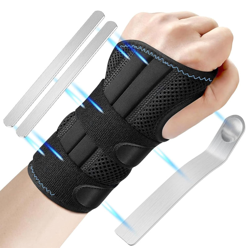 FREETOO Doctor Approved Wrist Support with 3 Stays,Adjustable Day Night Carpal Tunnel Wrist Splint for Men Women,Wrist Support Brace for Arthritis,Tendonitis,Sprained,RSI, Sports Protect, Right(S/M) Right(13-20CM) Right-RoseRed - BeesActive Australia
