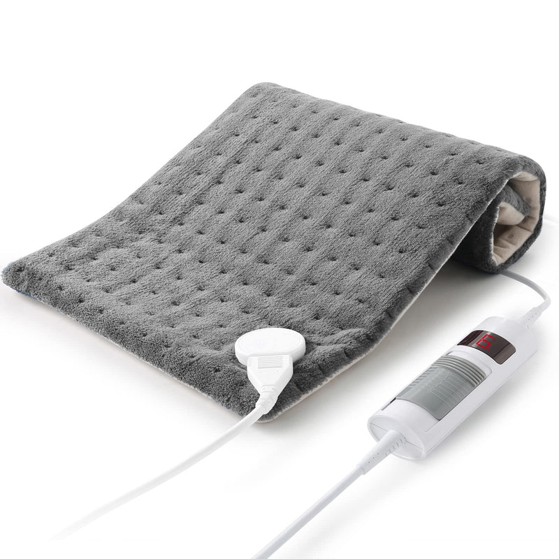 Heating Pad Electric Heat pad for Back Neck with Fast Heating Technology, 6 Heat Settings & Auto Shut Off, Machine Washable, 12"x24" Grey - BeesActive Australia