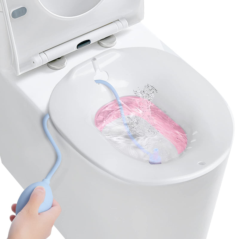 Foldable Sitz Bath for Toilet Seat with Flusher, Sitz Basin for Hemorrhoids,Postpartum Care, Perineum Treatment, Cleansing & Detox,Yoni Steam Seat Fits Standard Toilets,Vaginal/Anal Soaking Steam Kit Sitz Bath With Flusher - BeesActive Australia