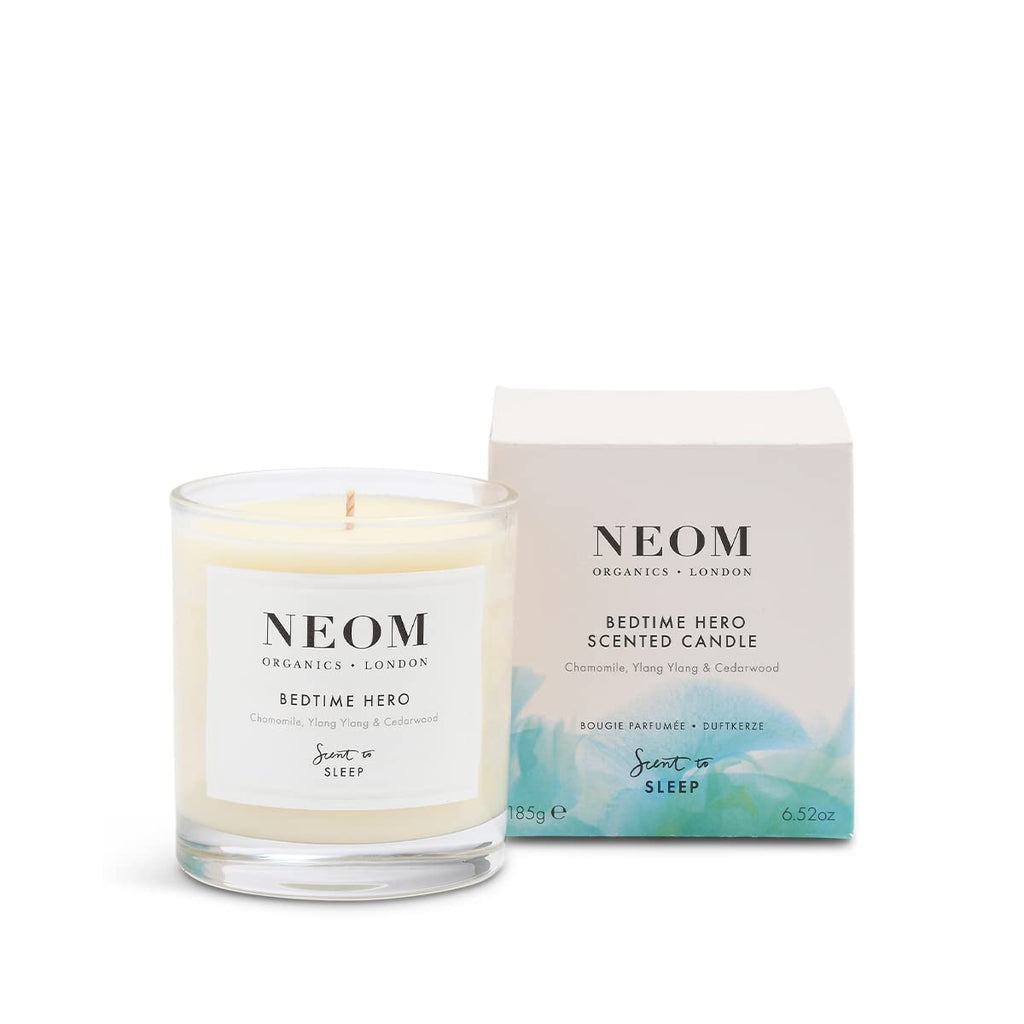 NEOM- Bedtime Hero Scented Candle, 1 Wick | Essential Oil Aromatherapy Candle | Ylang Ylang & Chamomile | Scent to Sleep - BeesActive Australia