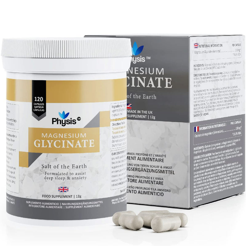 Physis Magnesium Glycinate | 120 Tablets | Vegan Magnesium Supplements for Sleep | 200mg - 400mg Daily | Non GMO, Dairy & Gluten Free | Helps Sleep & Anxiety Assist | High Bioavailability 120 Count (Pack of 1) - BeesActive Australia