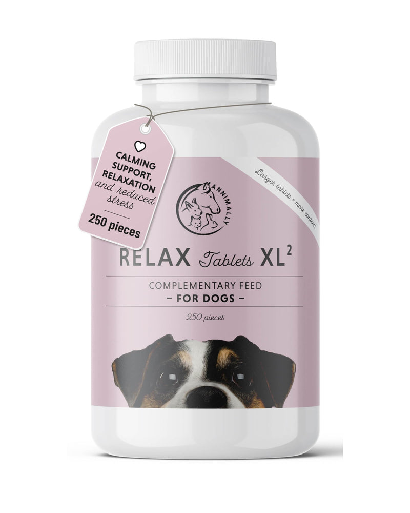 Annimally Relax Tablets for Dogs XL 250 pcs. Daily Supplement | Dog tablets with St John’s wort, valerian root, L-tryptophan & vitamins, made in Germany, for large dogs, made in Germany 250 XL-Tablets for Large Dogs