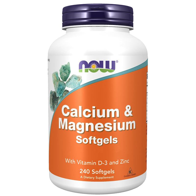 Now Foods, Calcium & Magnesium Softgels, 240 Softgels, Lab-Tested, Vitamin D3, Zinc, Gluten Free - BeesActive Australia