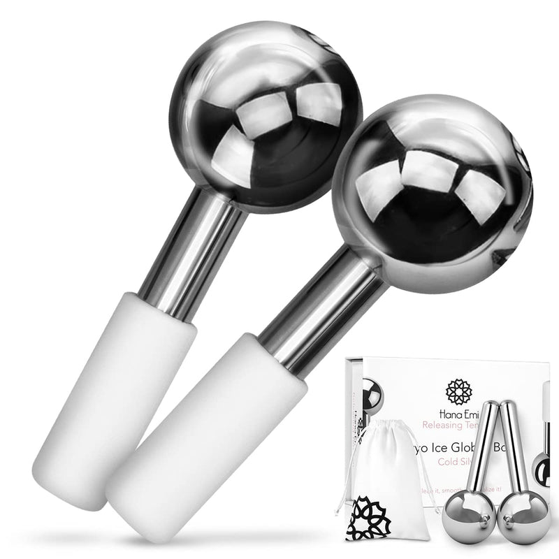 Hana Emi Ice Globes for Face and Eyes - Face Ice Roller - Steel Cryo Globes - Rejuvanate Skin - Ice Face Roller - Face Massager for Muscle Pain - Set of 2 Unbreakable Globes Metal Globes - BeesActive Australia