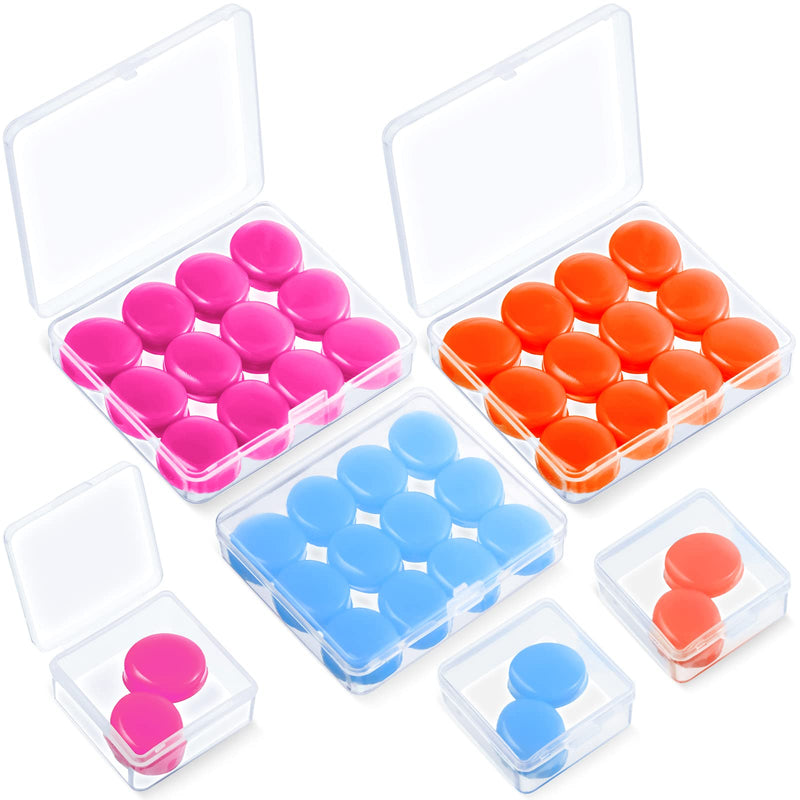 21 Pairs Ear Plugs for Sleeping Soft Reusable Moldable Silicone Earplugs Noise Cancelling Earplugs Sound Blocking Ear Plugs with Case for Swimming, Concert Airplane 32dB NRR (Blue, Orange, Rose Red) Blue, Orange, Rose Red - BeesActive Australia