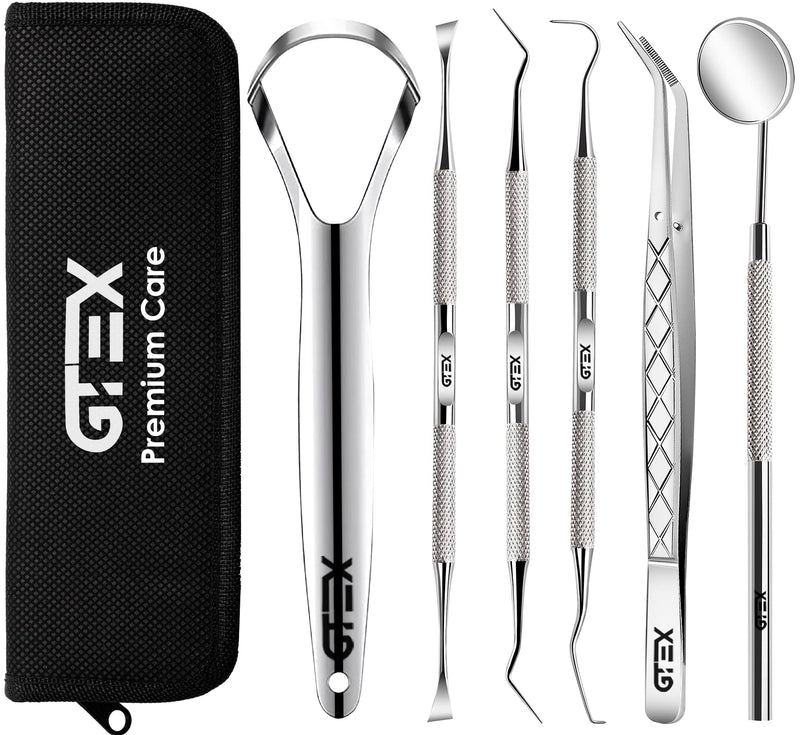 GTEX Plaque Remover for Teeth - 6Pcs Dental Care Kit for Teeth Cleaning - Plaque Removal Tartar Remover Stainless Steel Tongue Scraper Tool for Home Use - BeesActive Australia