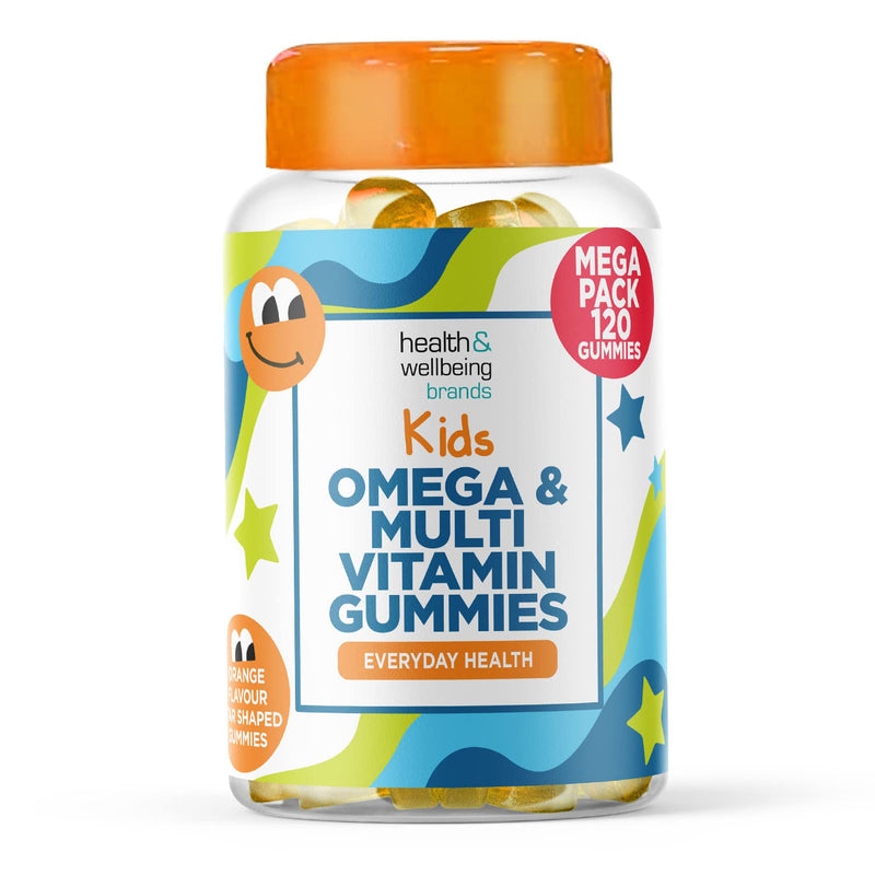 Omega and Multivitamin for Children, 120 Gummies for Kids - Orange Flavour- 9 Essential Vitamins + Minerals, Vitamin C D A & B Vitamins for Children - Pack of 120 Chewable Vitamins - by Club Vits 120 Count - BeesActive Australia