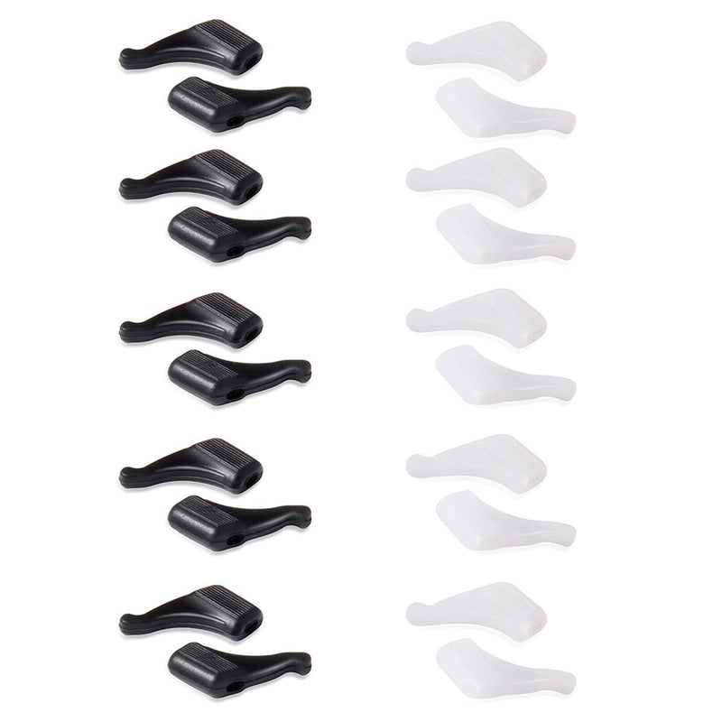 Anti-Slip Ear Hooks Holder Eyeglasses Retainers Silicone Glasses Temple Holders for Glasses Sunglasses 10 Pairs?Black/White Black/White - BeesActive Australia