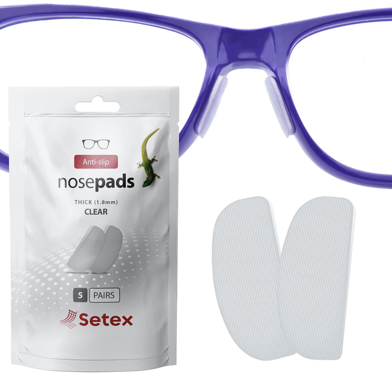 Setex Gecko Grip 1.8mm Anti-Slip Nose Pads for Eyeglasses, (5 Clear Pair) USA Made, Micro-Structured Fibers 5 Clear Pair - BeesActive Australia