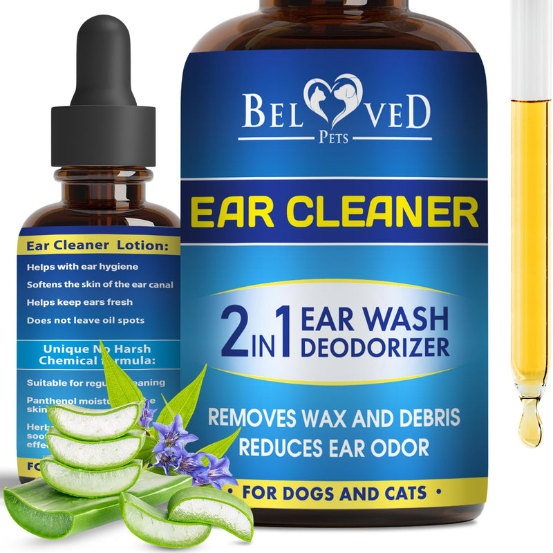 Cliny Ear Cleaner for Dogs and Cats - New Formula Ear Solution Drops - Otic Infection Treatment for Pets - Wax Remover & Odor Control for Pets 1 pack