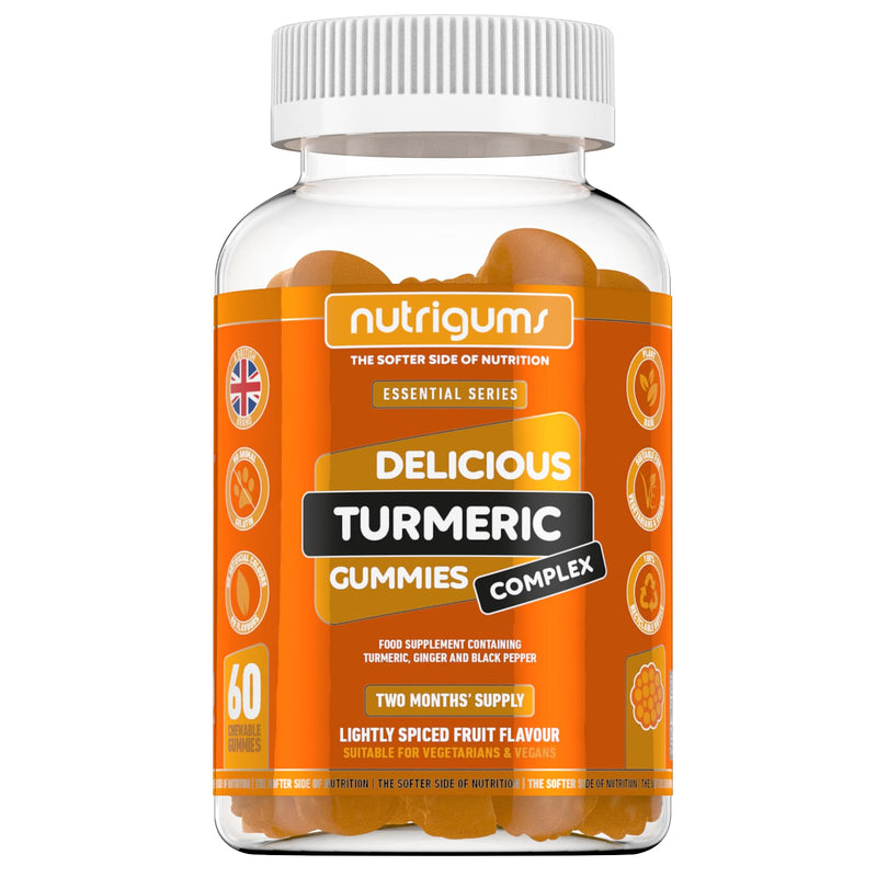Turmeric Complex 60 Vegan Gummies | Black Pepper & Ginger Light Spiced Fruit Flavour | Active Curcuminoids & Gingerols for Digestion & Anti-Inflammation | Suitable for Vegans by NUTRIGUMS� - BeesActive Australia