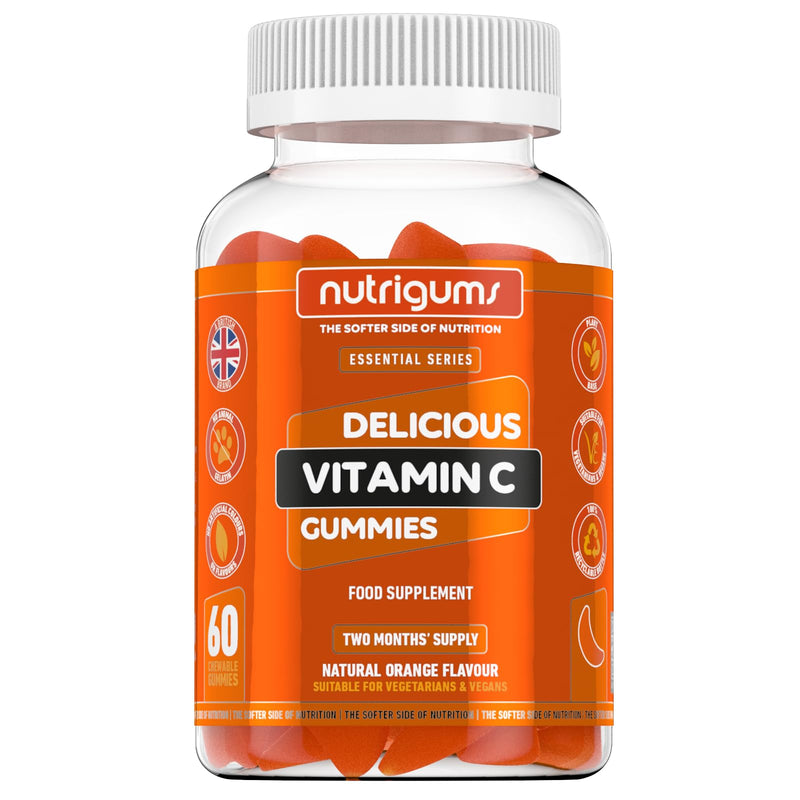 Vitamin C | 60 Orange Flavour Gummies | Two Month Supply | Immune, Energy & Collagen Formation Support | Vegan Suitable by NUTRIGUMS� - BeesActive Australia