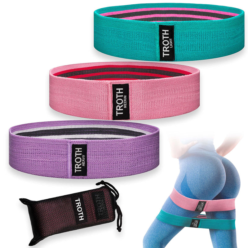TROTH Resistance Bands Set - Resistance Band Women, Booty Exercise Band, Resistance Bands Set Men, Home Gym Strength Training Equipment, Fitness Accessories for Pilates, Squat, Yoga & Pull Up Workout Green, Pink, Purple - BeesActive Australia
