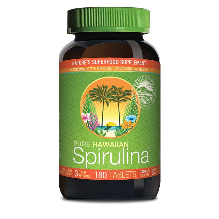 Nutrex Hawaii, Pure Hawaiian Spirulina, 1,000 mg, 180 Vegan Tablets, Lab Tested, Gluten-Free, Soya-Free, Vegetarian - BeesActive Australia
