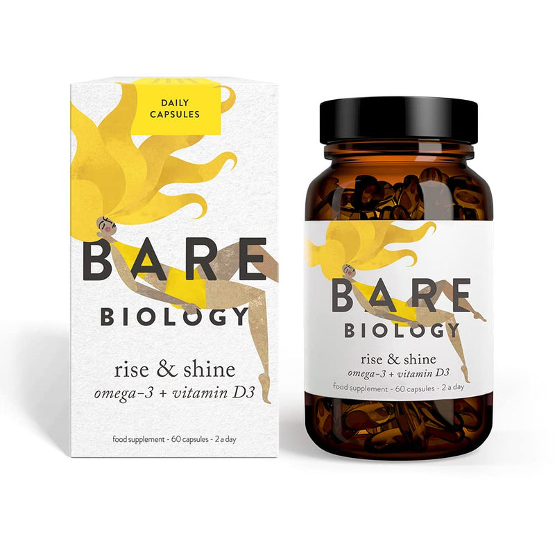 Bare Biology Rise & Shine Omega 3 Fish Oil + Vitamin D3 � High Strength EPA & DHA from Sustainably Sourced Fish, Immune Health Supplement (60 Capsules) - BeesActive Australia
