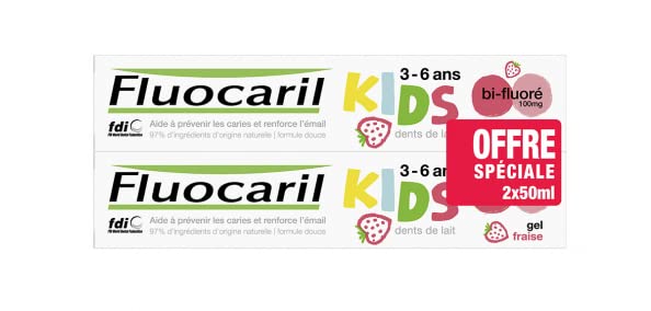 Fluocaril Kids Bi-Fluorinated Toothpaste 3-6 Years 2 x 50ml - Strawberry Gel - BeesActive Australia