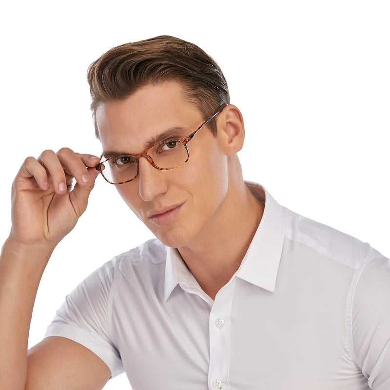 DOOViC Lightweight Reading Glasses Blue Light Blocking Flexible Tr90 Frame TR259 C5 Tortoiseshell 1.75 x - BeesActive Australia