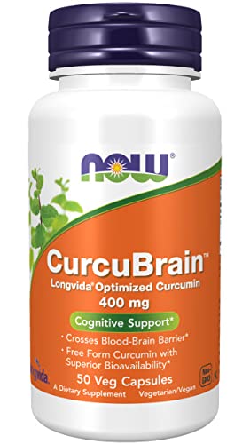 Now Foods, CurcuBrain, Optimised Curcumin, 400mg, 50 Vegan Capsules, Lab-Tested, Gluten Free, SOYA Free, Vegetarian - BeesActive Australia