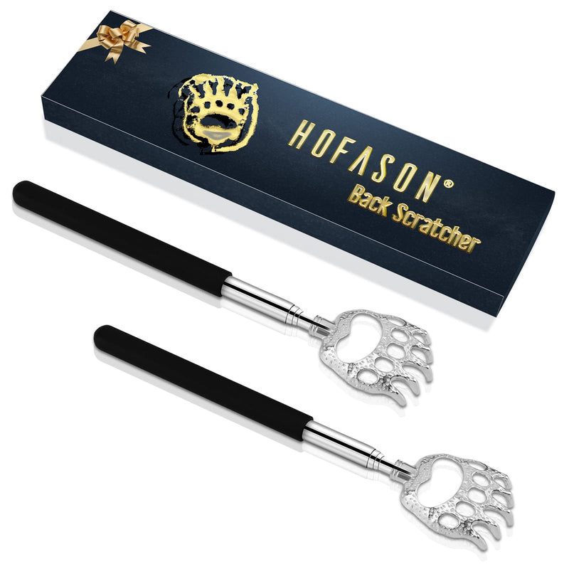 2 Pack Back Scratcher for Men Women, Bear Claw Novelty Gifts Telescopic Back Massager Tool, Extendable Telescopic Backscratcher Men Stocking Fillers Birthday Christmas Gifts (Black) Black - BeesActive Australia