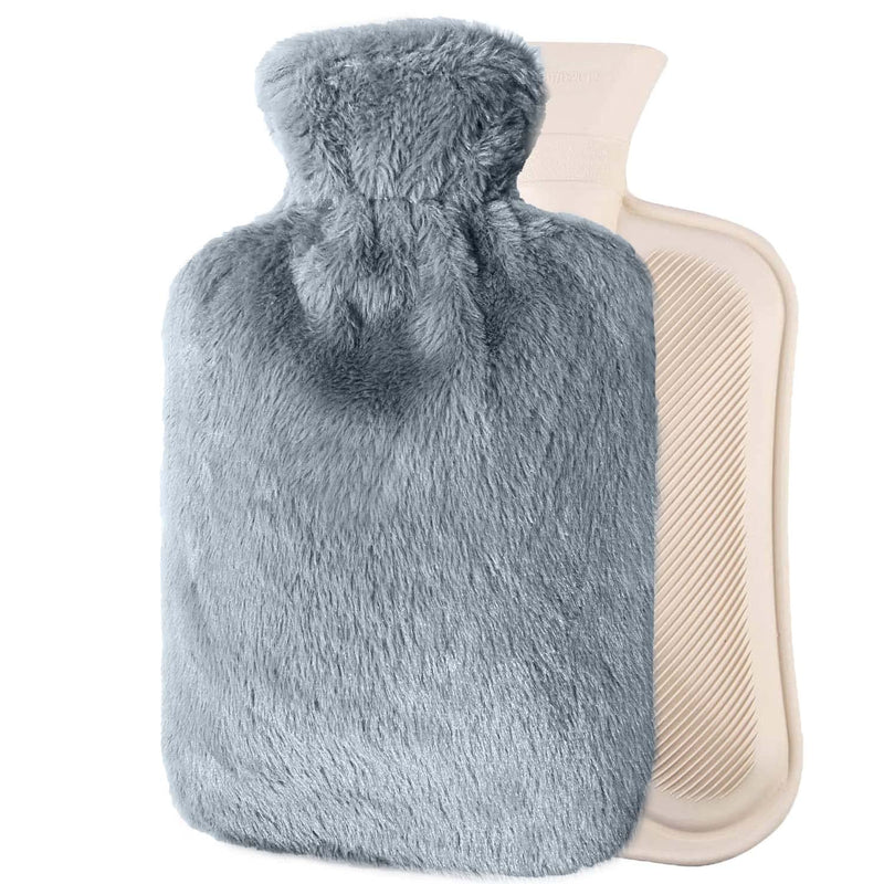 Bonilife Hot Water Bottle with Fluffy Cover-Soft Luxury, 1.8L Large Hot Water Bottle as Great Gift for Women and Men, Warm Hot Water Bag for Bed, Cosy Nights, Pain Relief, Back, Neck-Darkgrey Dark Grey - BeesActive Australia
