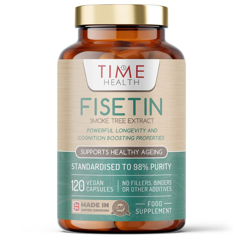 Fisetin - Ultra Pure - 100mg - 60 Capsules - Anti-Ageing - Autophagy - Senolytic - GMP Standards - UK Made - Vegan (120 Count (Pack of 1)) 120 Count (Pack of 1) - BeesActive Australia