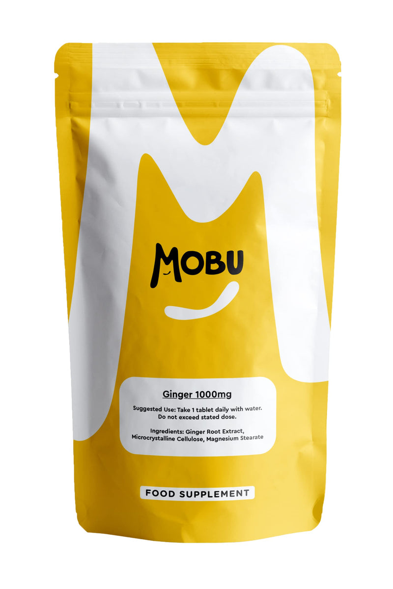 Ginger 1000mg 120 Tablets | Ginger Root Extract | Digestion, Travel Sickness & Joint Support | Letterbox Friendly | Vegan UK Made | GMP Approved | MOBU - BeesActive Australia