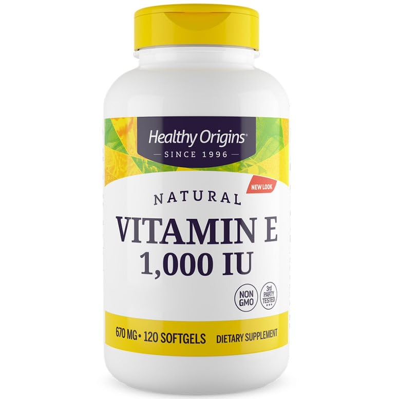 Healthy Origins, Natural Vitamin E, 1,000IU, 120 Softgels, Lab Tested, Gluten Free, Non-GMO - BeesActive Australia